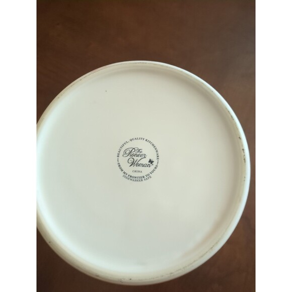 The Pioneer Woman White Linen Red Edge Stoneware Crock Utensil Holder New - Picture 10 of 11